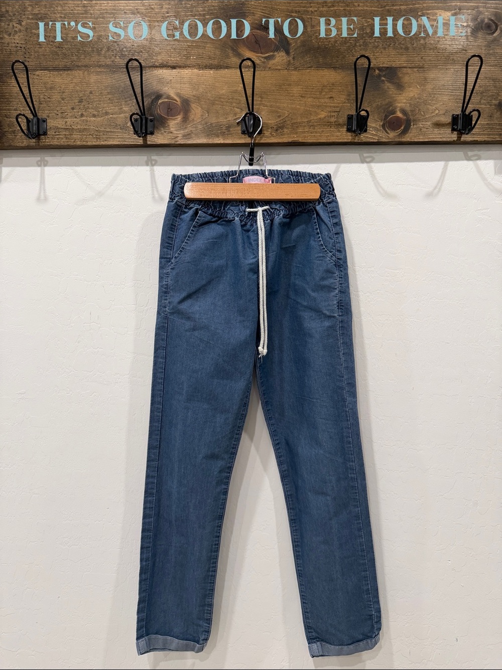 Kids Elastic-Waist Blue Denim Jogger Jeans